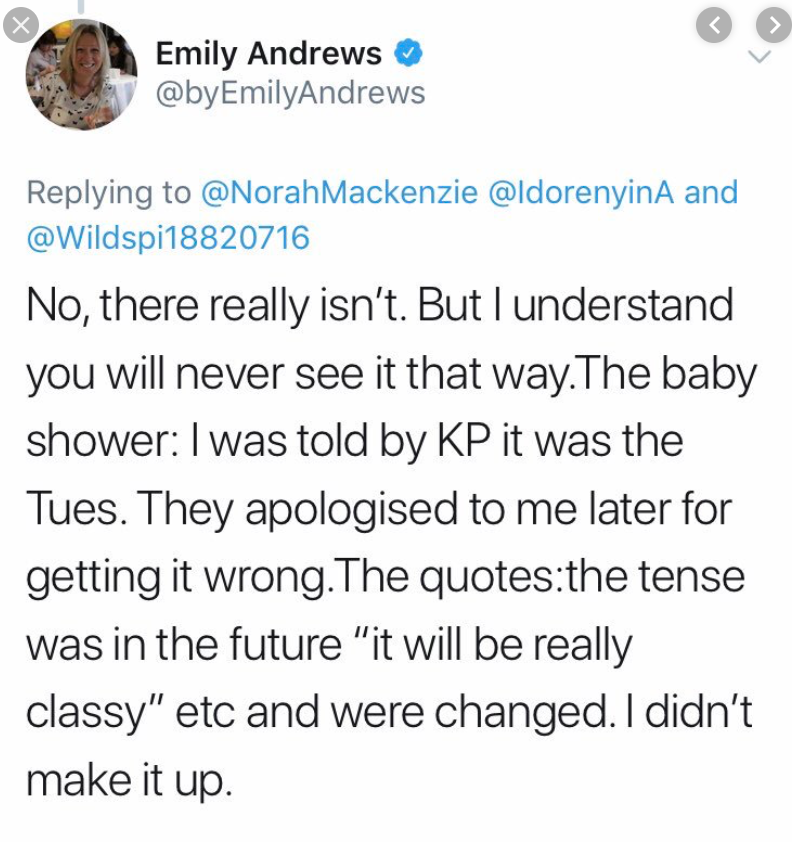 Emily Andrews defending herself