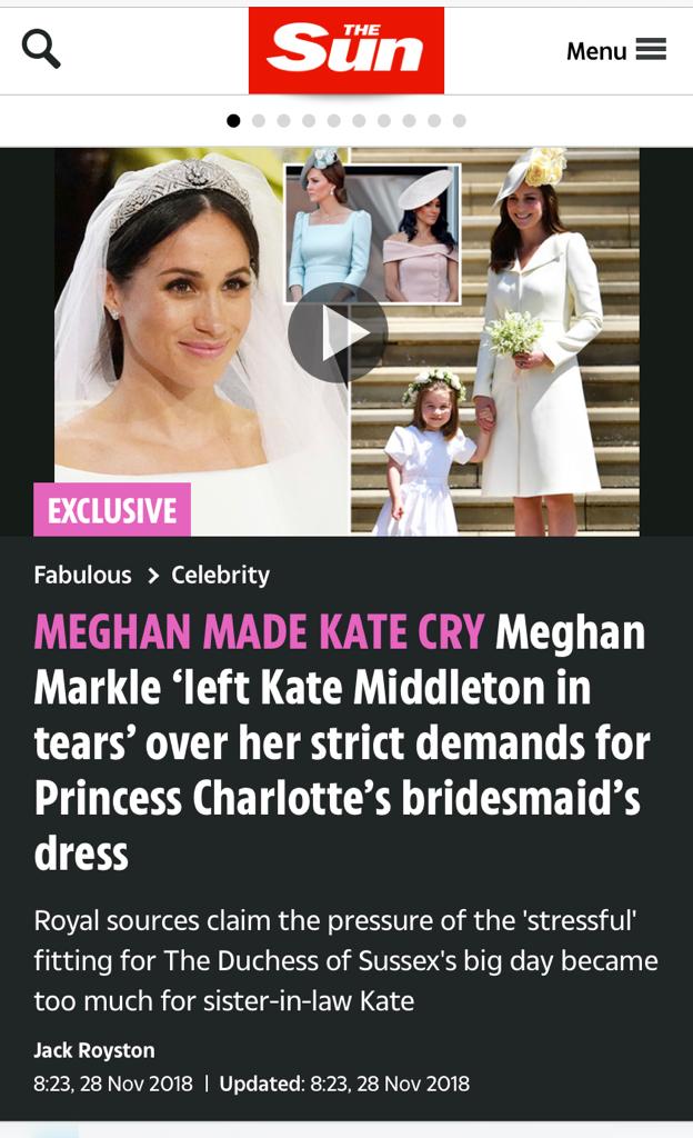Meghan makes Kate cry headline