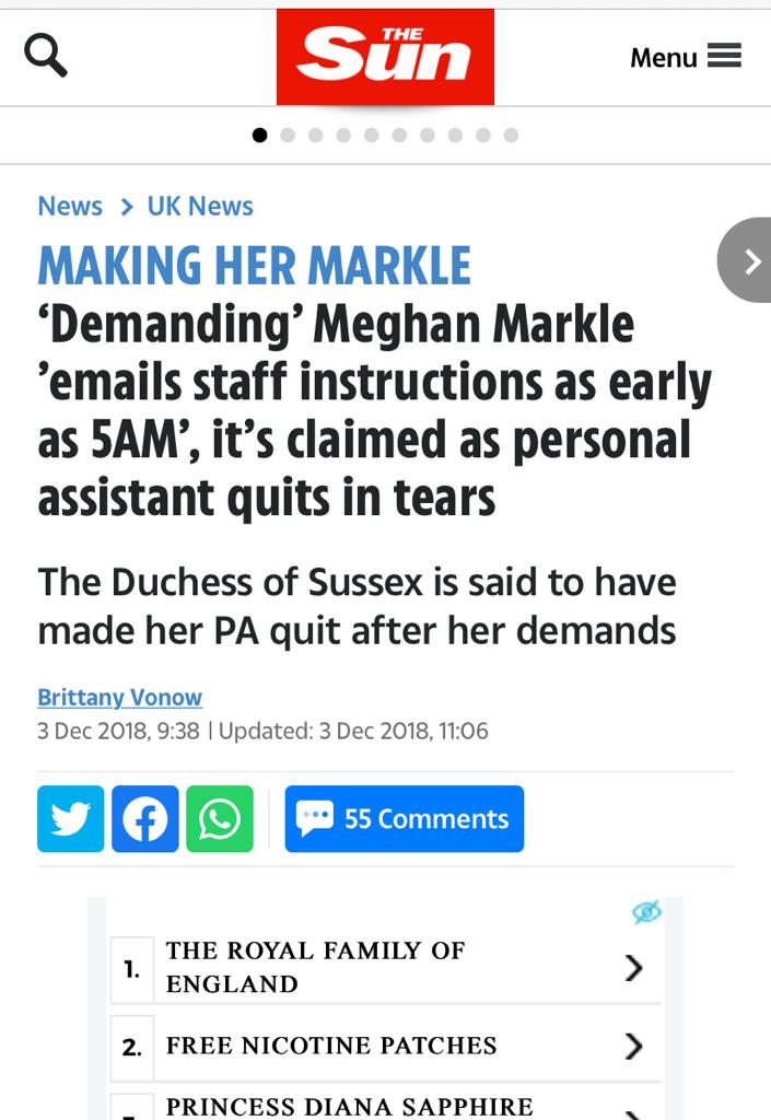 smear article Meghan makes Kate cry