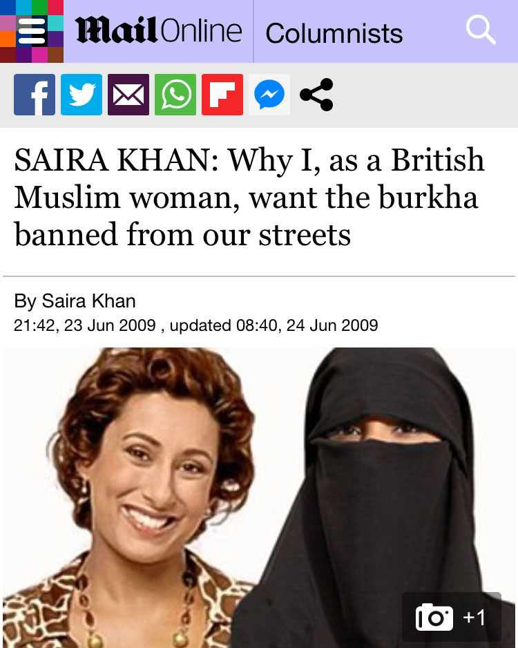 Saira Khan burkha controversy