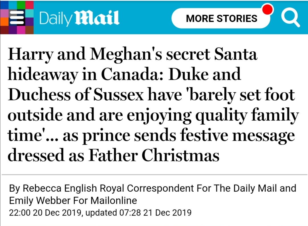 Daily Fail reports Sussexes are in Canada