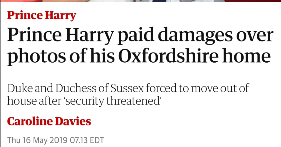 Harry paid damages over photos of his Oxfordshire home