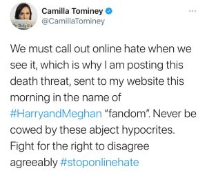 Camilla Tominey death threat